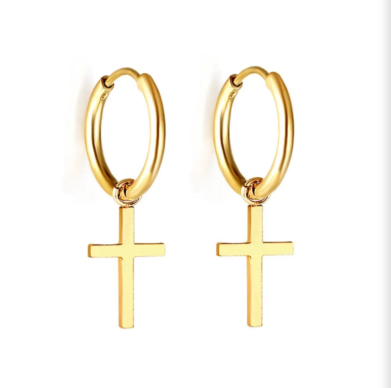 Hope Cross Huggie Earrings